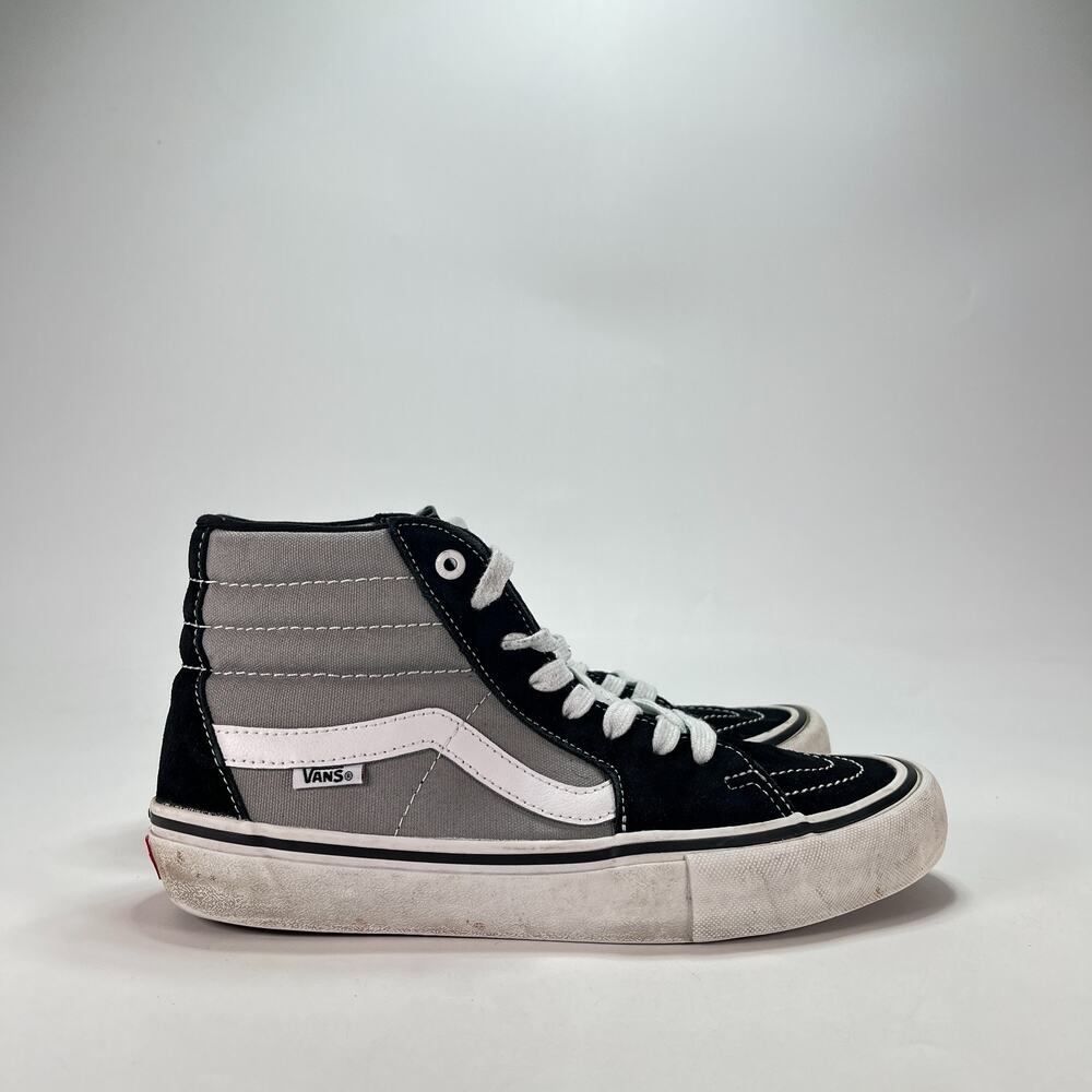 Vans Sk8-Hi Pro Black Grey Lace Up High Top Skate Shoes 500714 Men's Size 8.5